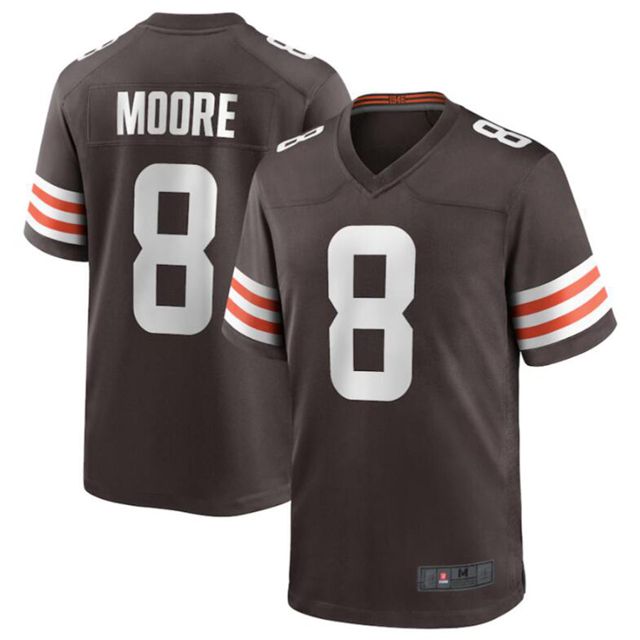 tocy C.Browns #8 Elijah Moore Brown Game Retired Player Jersey American Stitched Jerseys