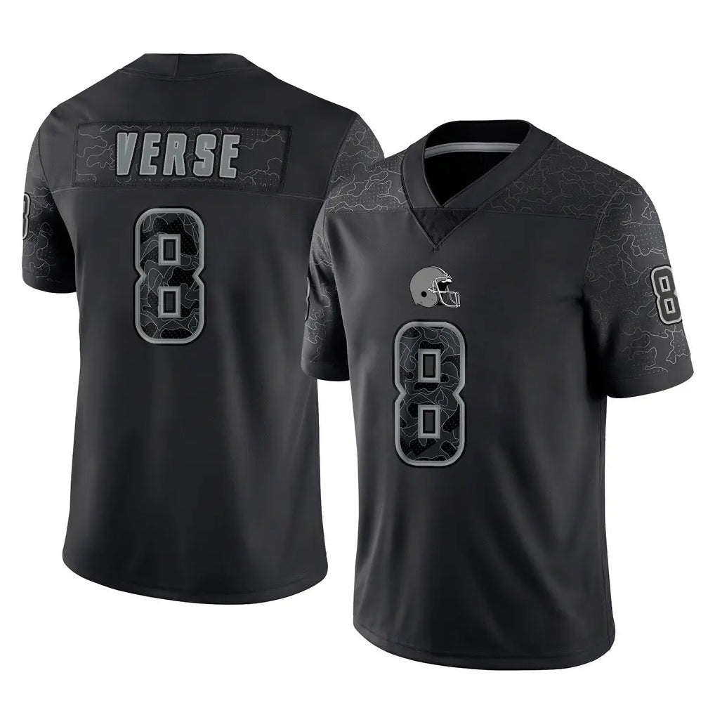 tocy C.Browns #8 Jared Verse Player Black Reflective Home Game Stitched Jerseys