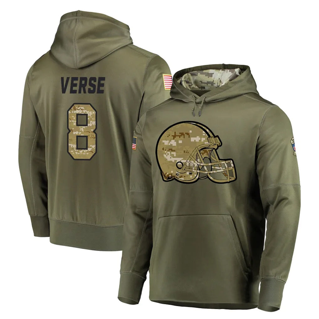 tocy C.Browns #8 Jared Verse Player Olive Salute to Service Pullover Hoodies Home Game Stitched Jerseys