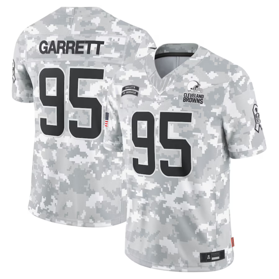 tocyC.Browns #95 Myles Garrett Player Arctic Camo Salute to Service Limited Stitched Jerseys