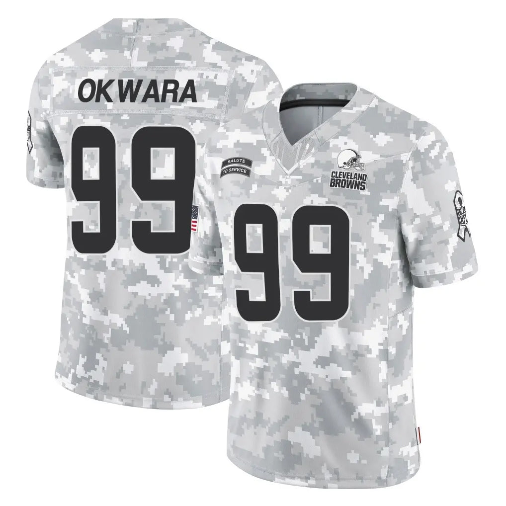 tocy C.Browns #99 Julian Okwara Player Arctic Camo Salute to Service Limited Home Game Stitched Jerseys