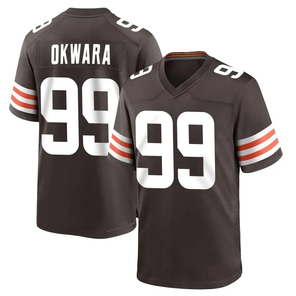 tocy C.Browns #99 Julian Okwara Player Brown Home Game Stitched Jerseys