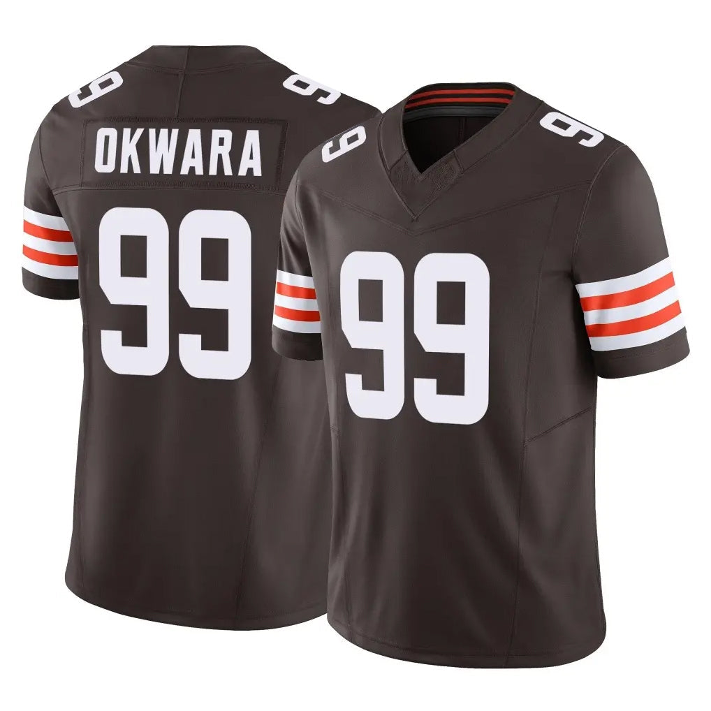 tocy C.Browns #99 Julian Okwara Player Brown Vapor F.U.S.E. Limited Home Game Stitched Jerseys