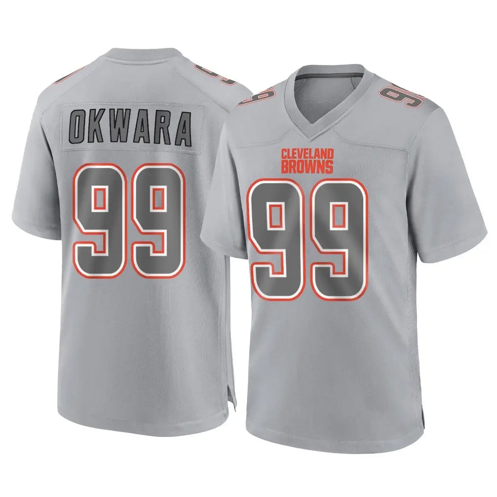 tocy C.Browns #99 Julian Okwara Player Gray Atmosphere Fashion Game Stitched Jerseys