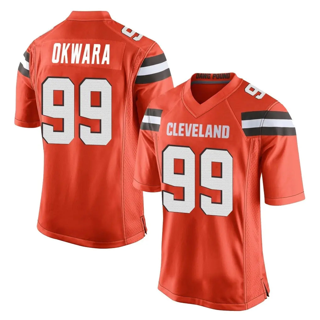 tocy C.Browns #99 Julian Okwara Player Orange Vapor Limited Home Game Stitched Jerseys