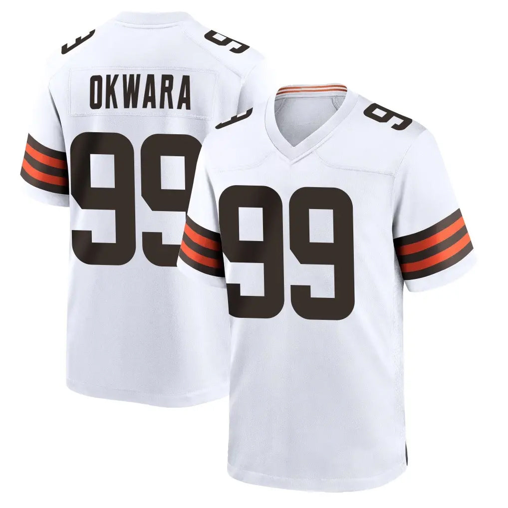 tocy C.Browns #99 Julian Okwara Player White Home Game Stitched Jerseys