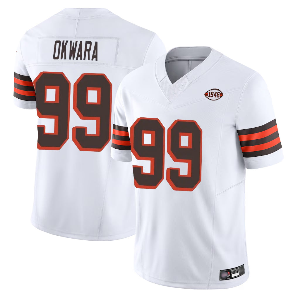 tocy C.Browns #99 Julian Okwara Player White Limited Vapor F.U.S.E. Alternate Game Stitched Jerseys