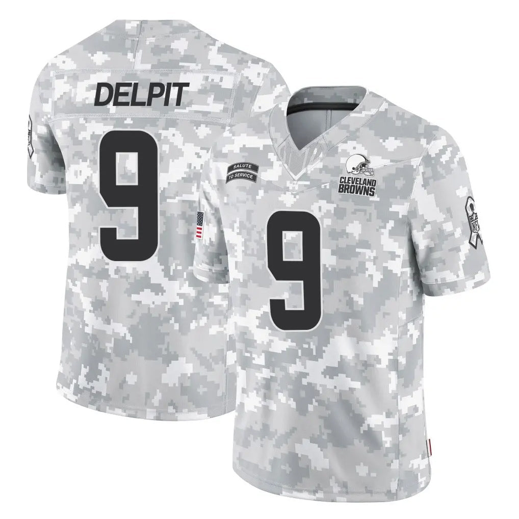 tocy C.Browns #9 Grant Delpit Player Arctic Camo Salute to Service Limited Home Game Stitched Jerseys