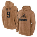 tocy C.Browns #9 Grant Delpit Player Brown Salute to Service Hoodies Limited Game Stitched Jerseys