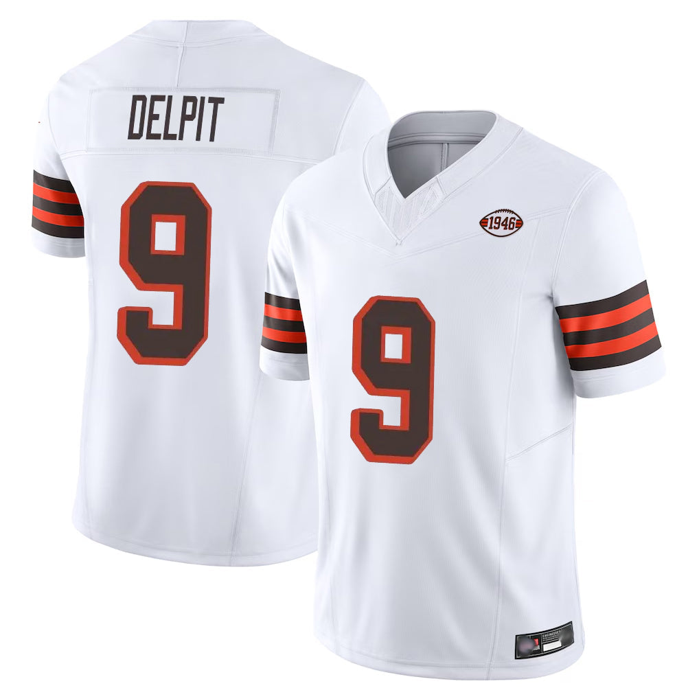 tocy C.Browns #9 Grant Delpit Player White Limited Vapor F.U.S.E. Alternate Game Stitched Jerseys