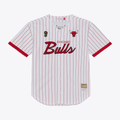 tocy C.Bulls Mitchell & Ness White Head Coach Pinstripe Mesh Full-Button Baseball Jerseys