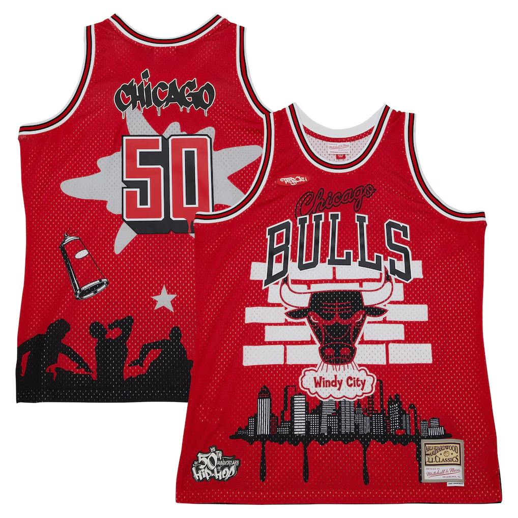 tocy C.Bulls Mitchell & Ness x Tats Cru Red Hardwood Classics Fashion Jerseys