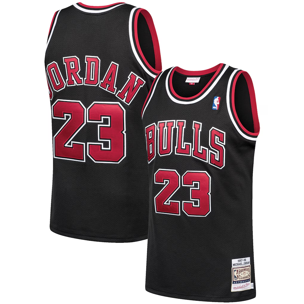 tocy C.Bulls #23 Michael Jordan Mitchell & Ness Black 1997-98 Hardwood Classics Authentic Jerseys