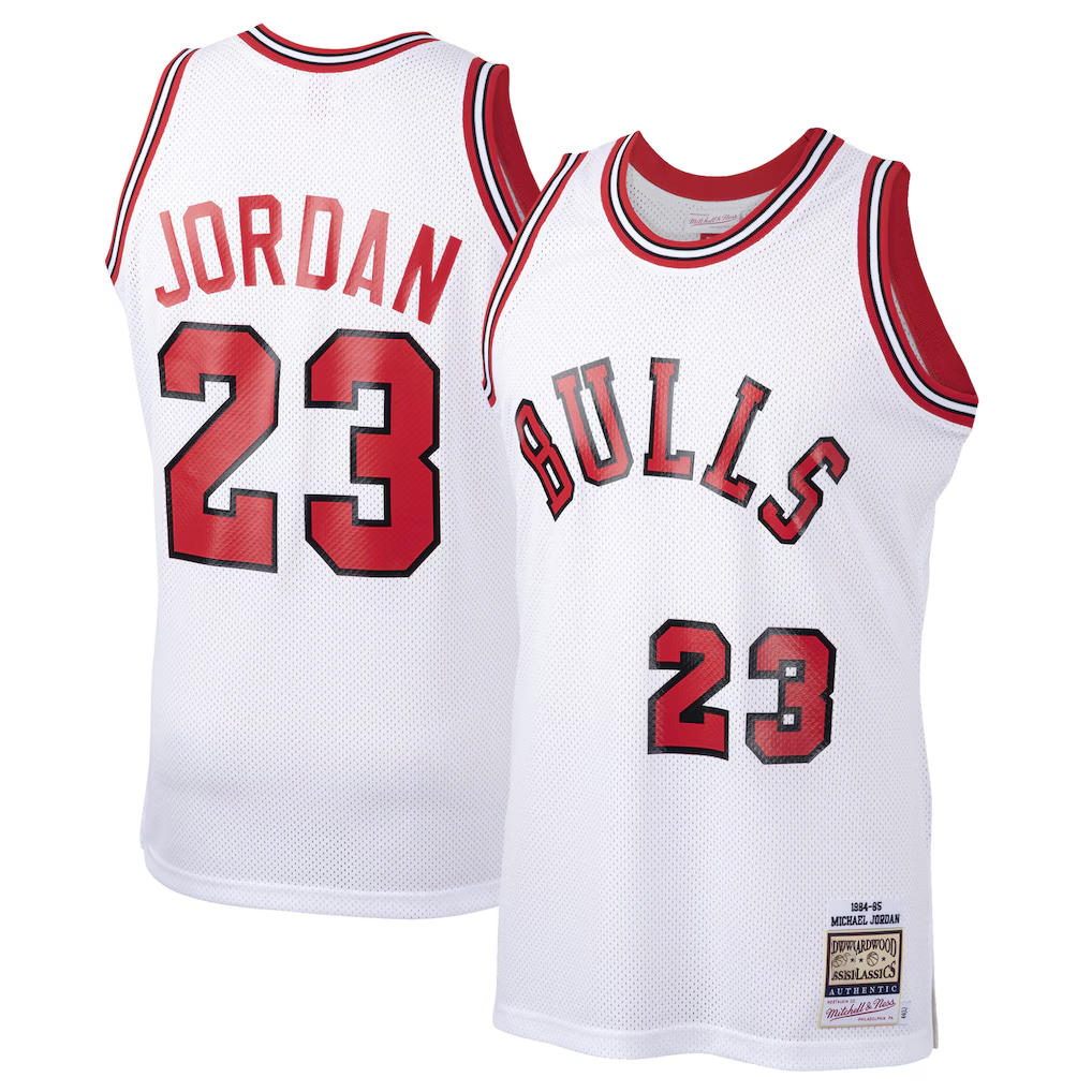 tocy C.Bulls #23 Michael Jordan Mitchell & Ness White 1984-85 Hardwood Classics Rookie Authentic Jerseys