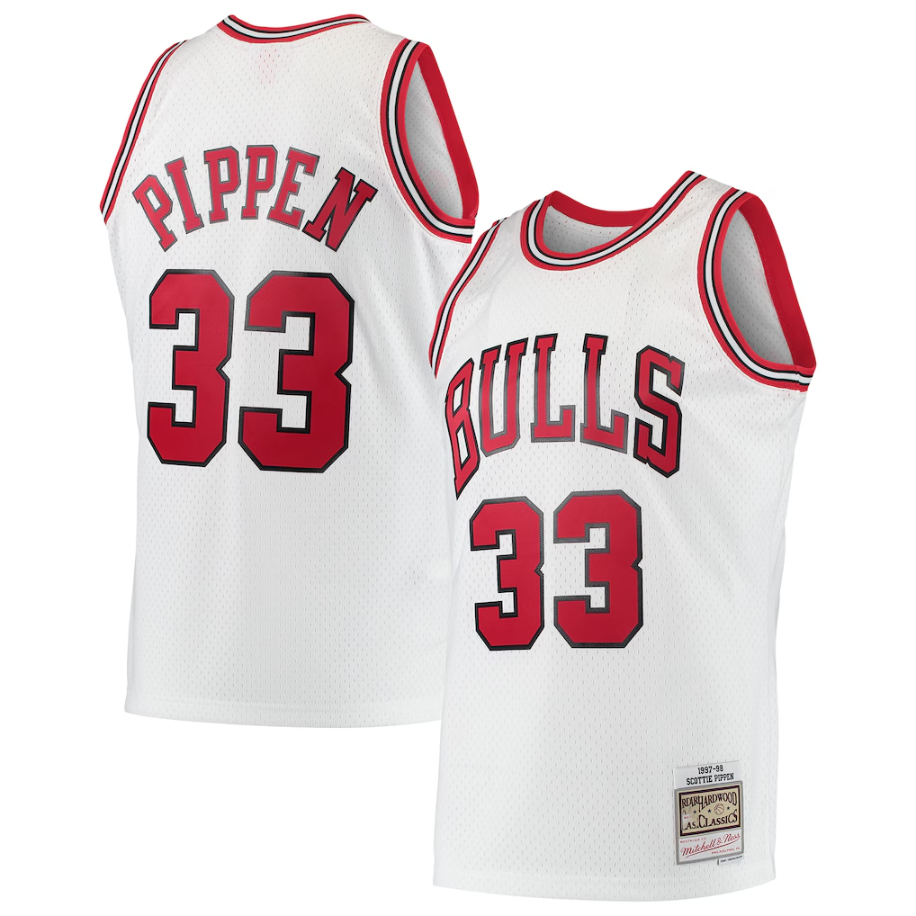 tocy C.Bulls #33 Scottie Pippen Mitchell & Ness White Hardwood Classics Swingman Jerseys