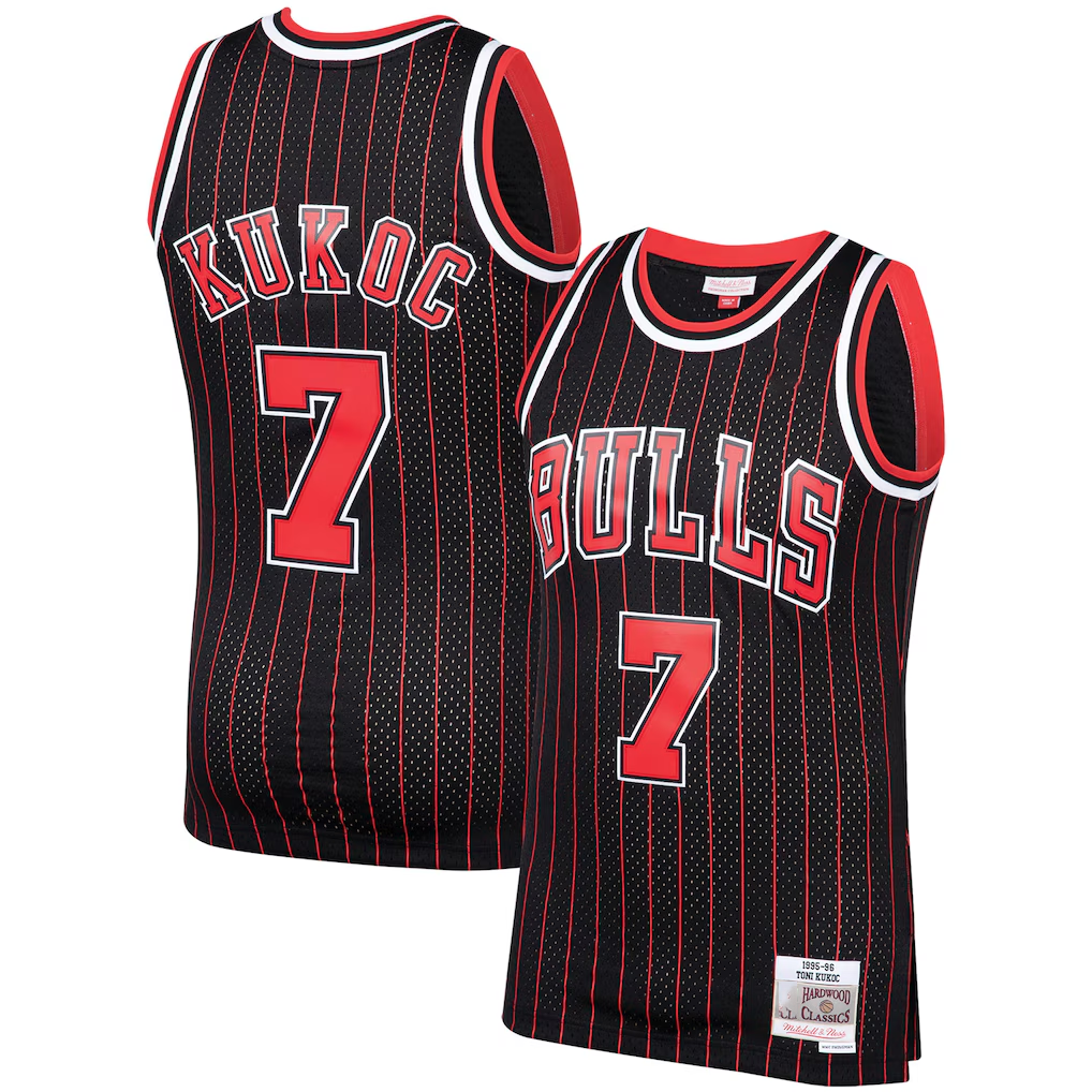 tocy C.Bulls #7 Toni Kukoc Mitchell & Ness Black 1995-96 Hardwood Classics Swingman Jerseys