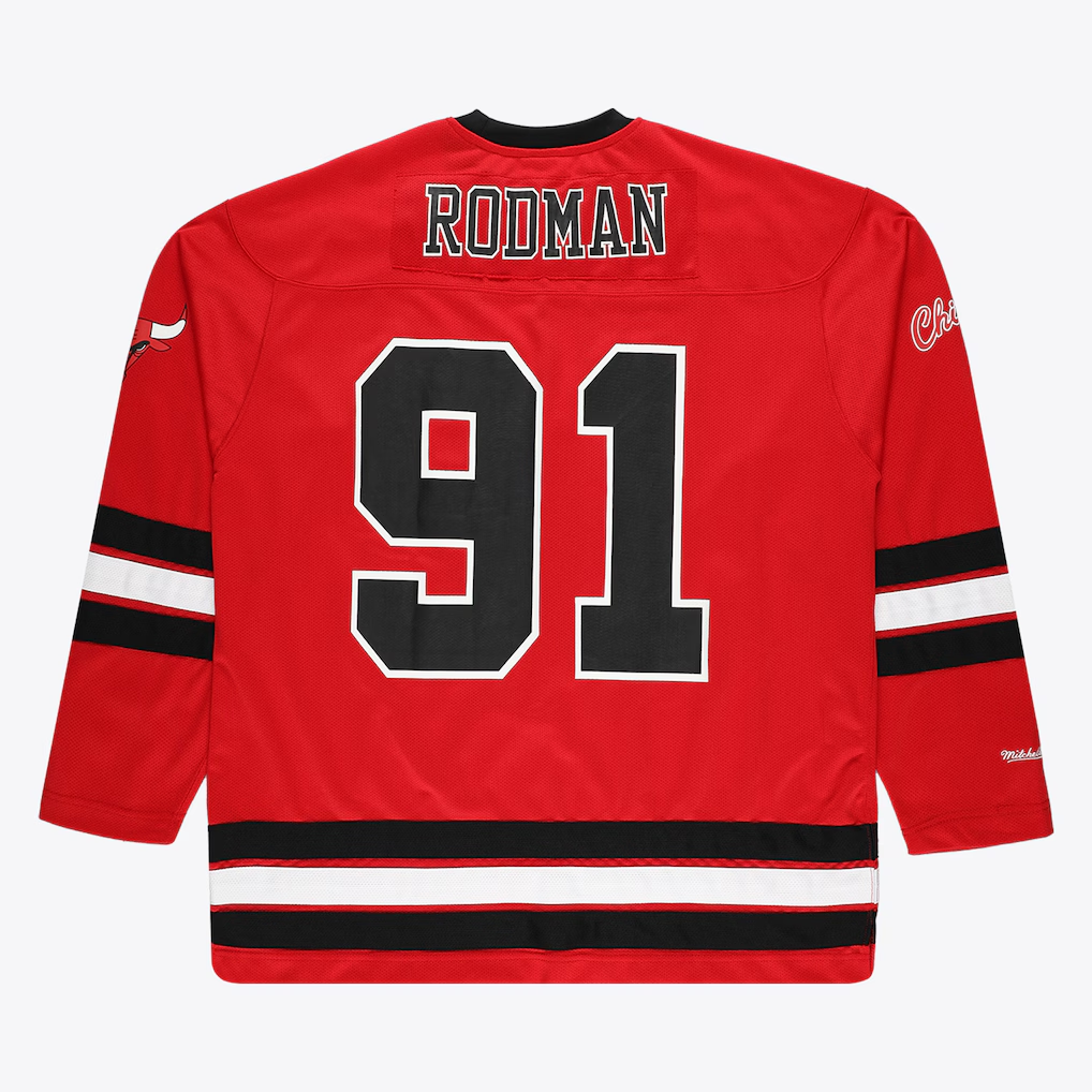 tocy C.Bulls #91 Dennis Rodman Mitchell & Ness Red Big & Tall  Hockey Jerseys