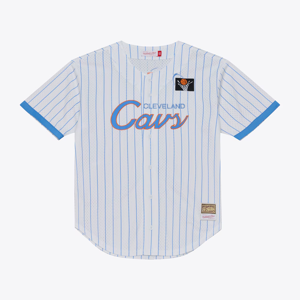 tocy C.Cavaliers Mitchell & Ness White Head Coach Pinstripe Mesh Full-Button Baseball Jerseys
