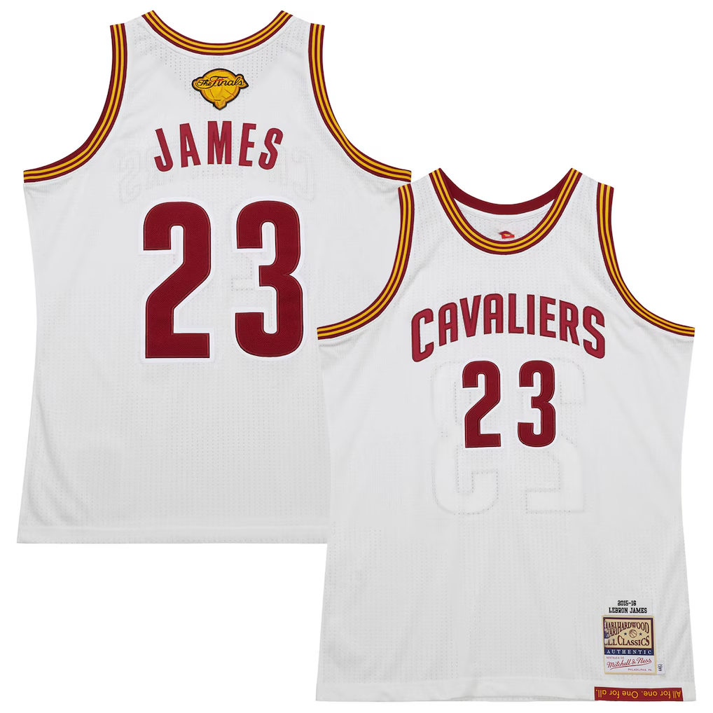 tocy C.Cavaliers #23 LeBron James Mitchell & Ness White 2015-16 Hardwood Classics Authentic Jerseys