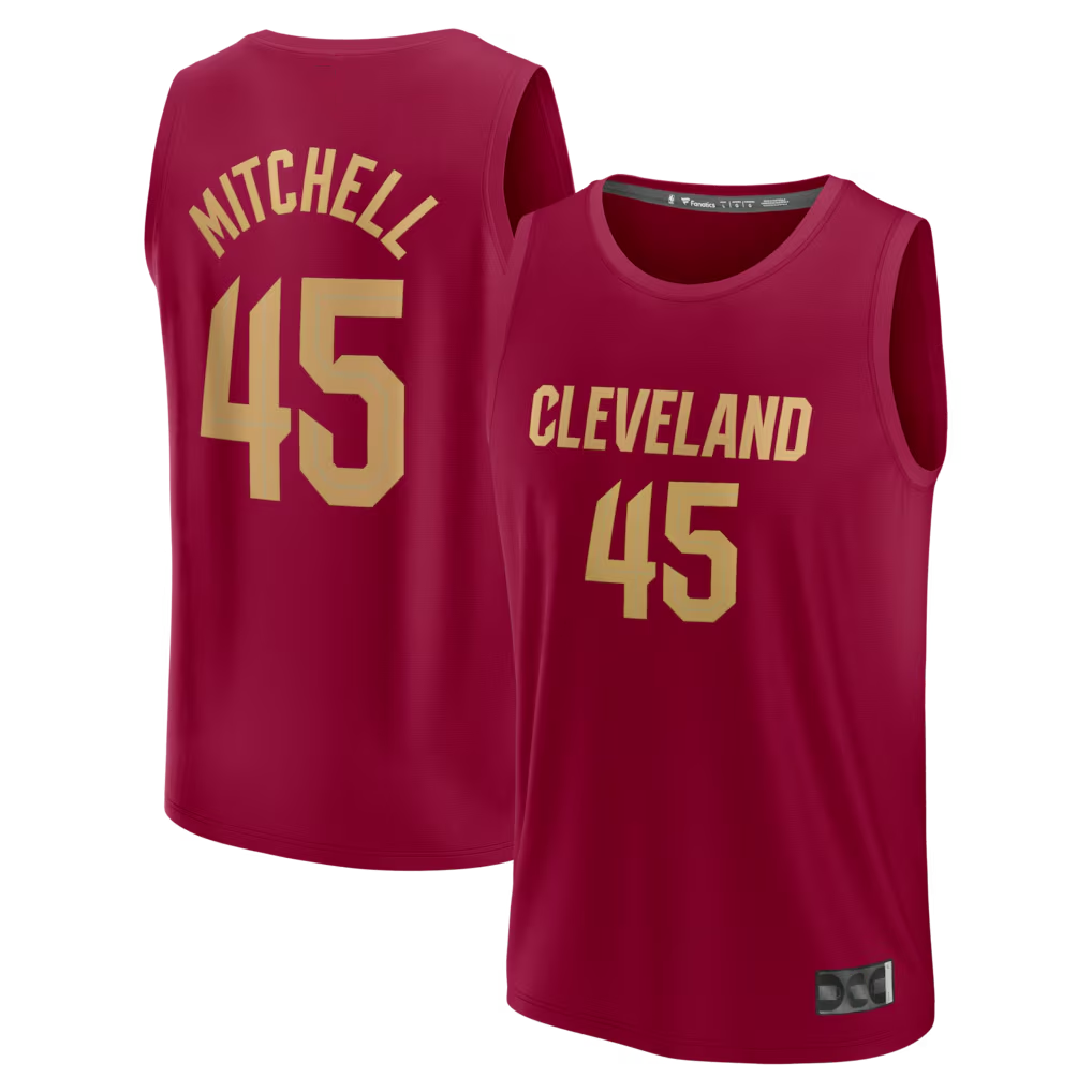 tocy C.Cavaliers #45 Donovan Mitchell Wine Fast Break Replica Jerseys - Icon Edition