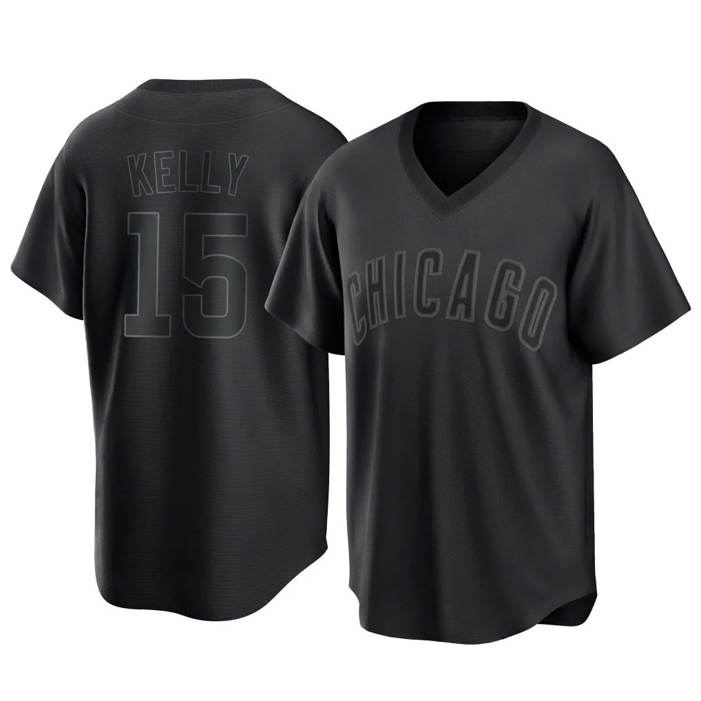 tocy C.Cubs #15 Carson Kelly Player Black T-shirt Home Game Stitched Jerseys