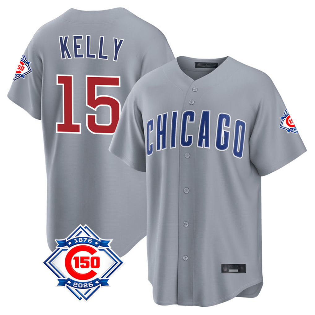 tocy C.Cubs #15 Carson Kelly Player Gray 150th Anniversary Home Game Stitched Jerseys