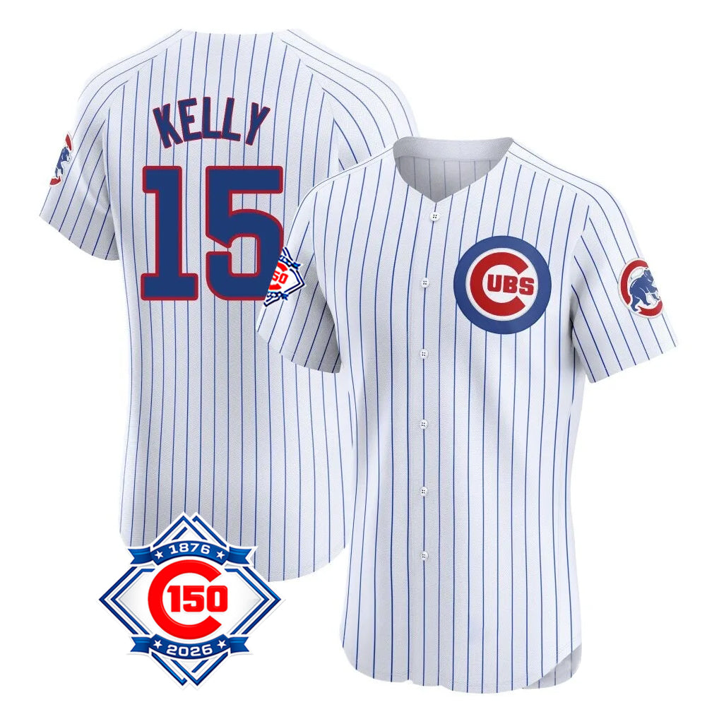 tocy C.Cubs #15 Carson Kelly Player White 150th Anniversary Limited Elite Home Game Stitched Jerseys