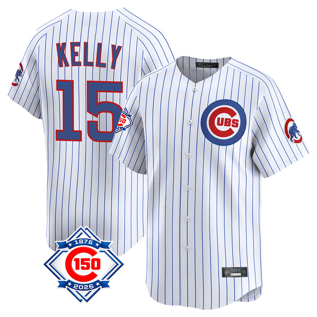tocy C.Cubs #15 Carson Kelly Player White 150th Anniversary Limited Home Game Stitched Jerseys