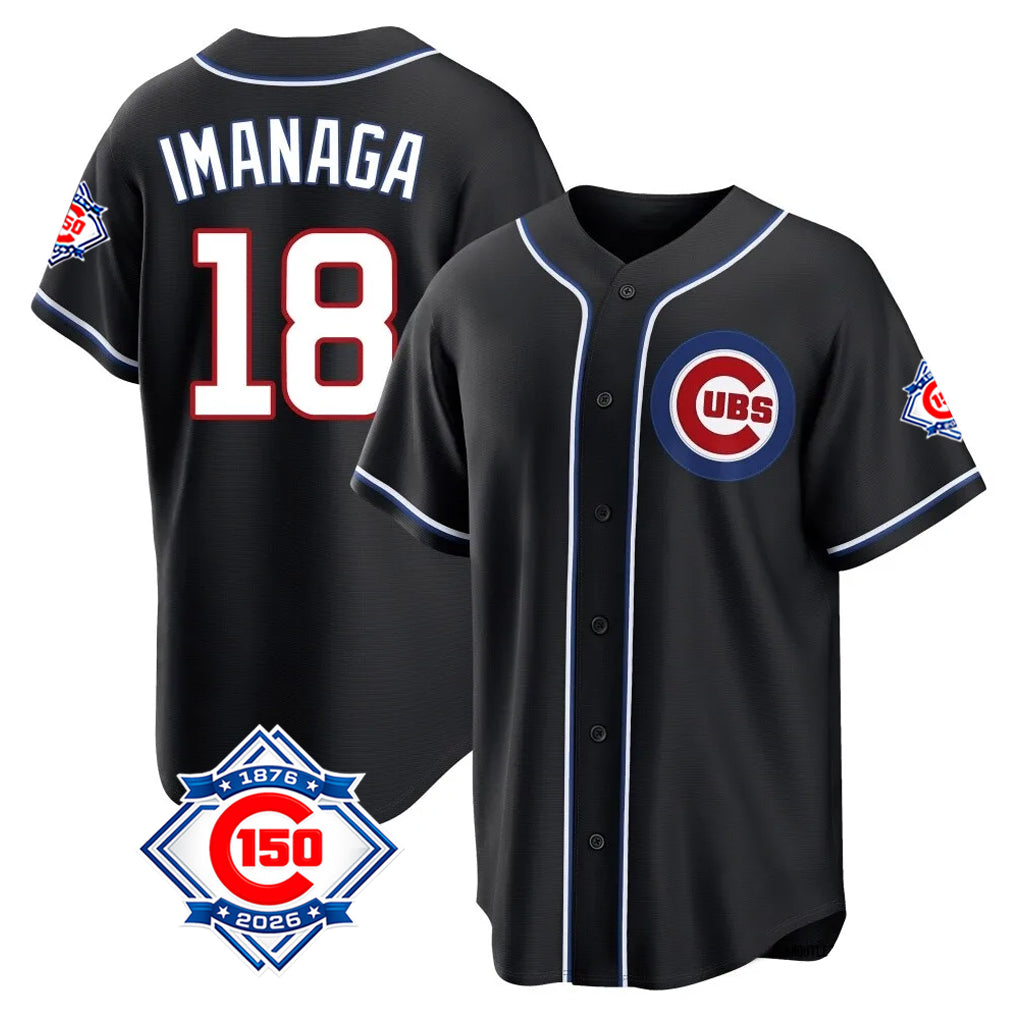 tocy C.Cubs #18 Shota Imanaga Player Black Fashion Out 150th Anniversary Game Stitched Jerseys
