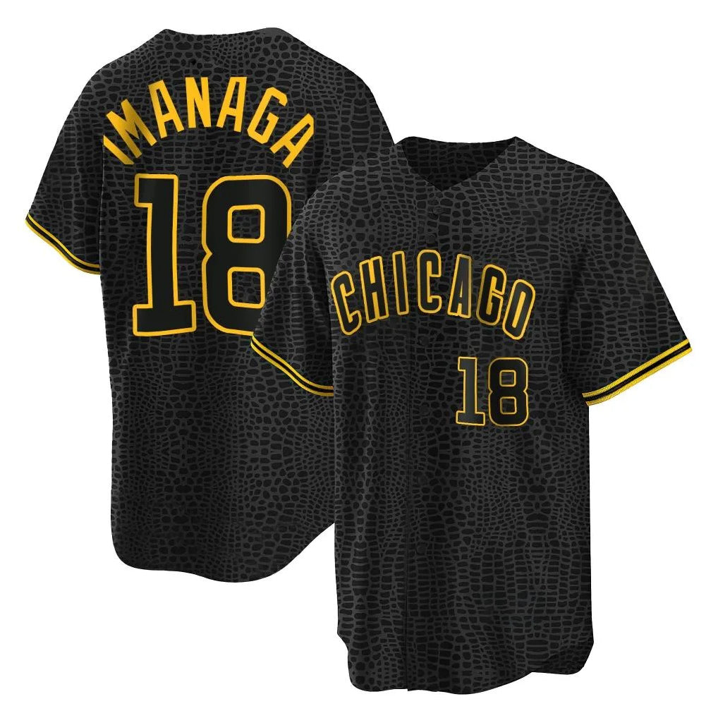 tocy C.Cubs #18 Shota Imanaga Player Black Snake Skin City Game Stitched Jerseys
