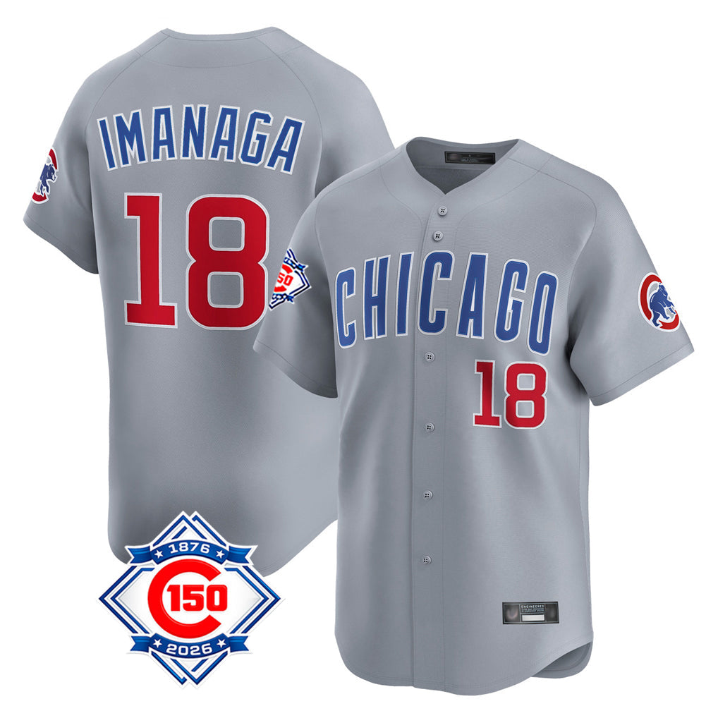 tocy C.Cubs #18 Shota Imanaga Player Gray Road 150th Anniversary Limited Home Stitched Jerseys