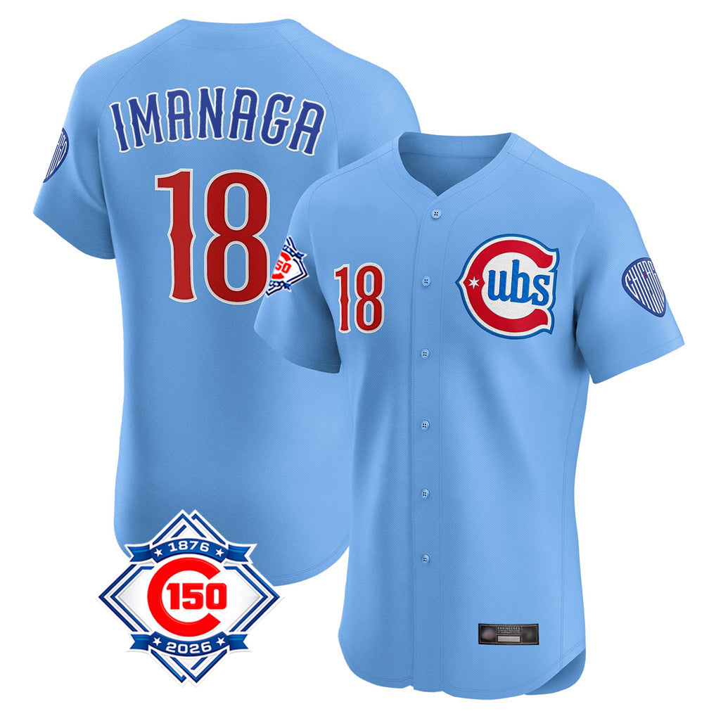 tocy C.Cubs #18 Shota Imanaga Player Light Blue 150th Anniversary Limited Elite Home Stitched Jerseys