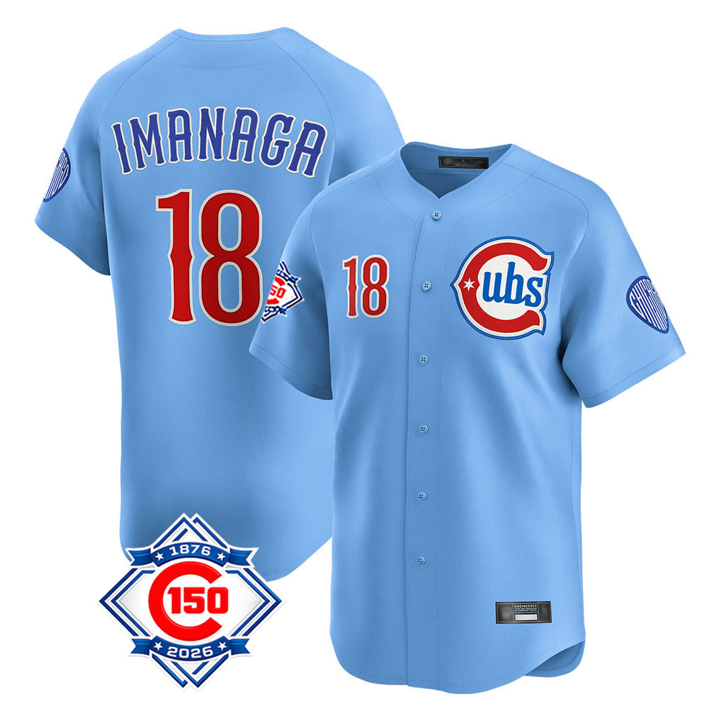 tocy C.Cubs #18 Shota Imanaga Player Light Blue 150th Anniversary Limited Home Stitched Jerseys