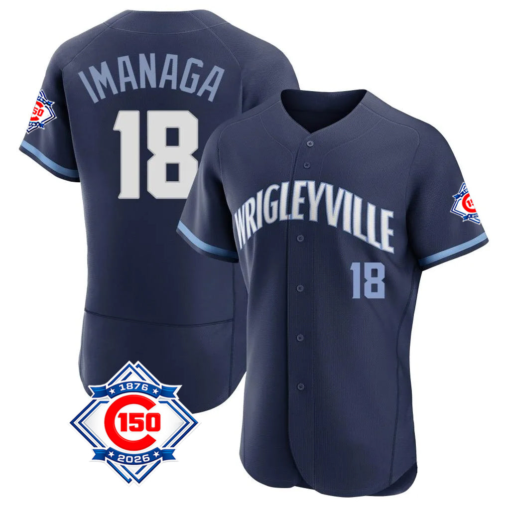 tocy C.Cubs #18 Shota Imanaga Player Navy City Connect 150th Anniversary Limited Elite Home Stitched Jerseys