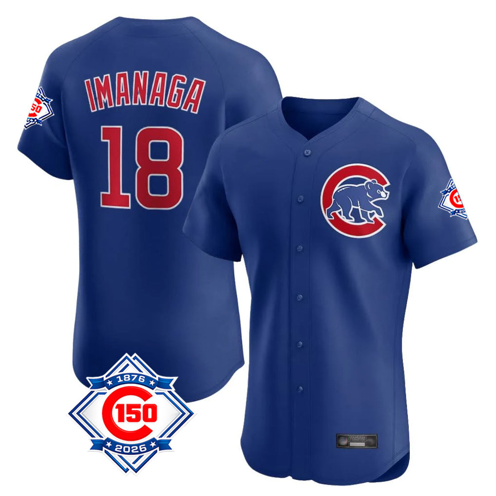 tocy C.Cubs #18 Shota Imanaga Player Royal 150th Anniversary Limited Elite Home Stitched Jerseys