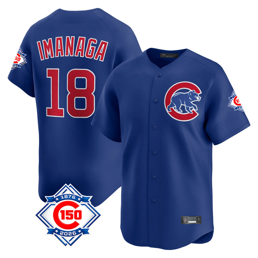 tocy C.Cubs #18 Shota Imanaga Player Royal 150th Anniversary Limited Home Stitched Jerseys