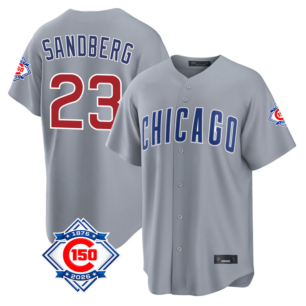 tocy C.Cubs #23 Ryne Sandberg Player Gray 150th Anniversary Home Game Stitched Jerseys