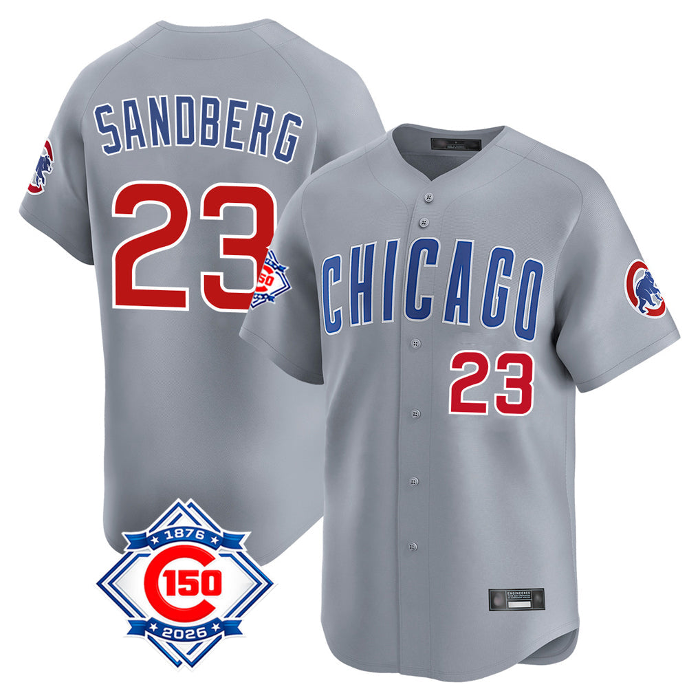 tocy C.Cubs #23 Ryne Sandberg Player Gray Road 150th Anniversary Limited Home Stitched Jerseys