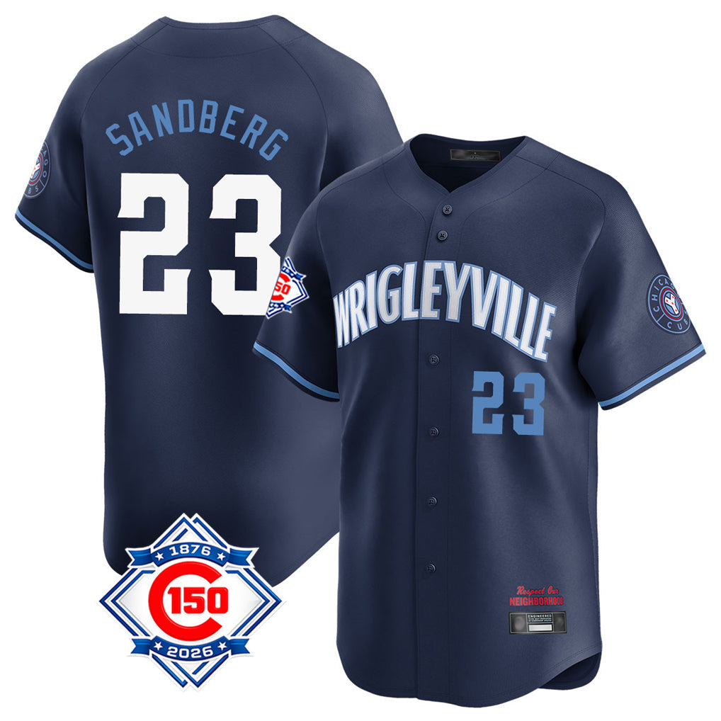 tocy C.Cubs #23 Ryne Sandberg Player Navy City Connect 150th Anniversary Limited Home Stitched Jerseys