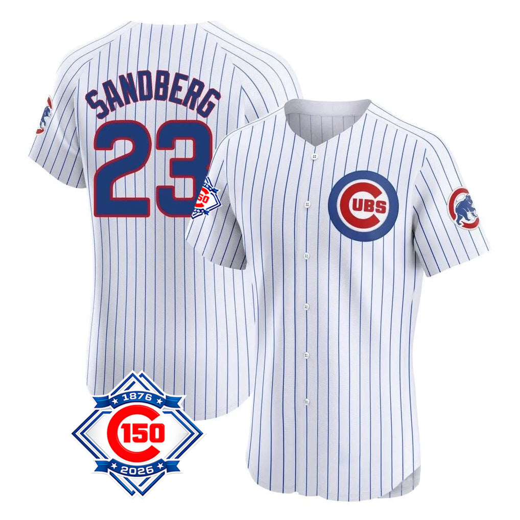 tocy C.Cubs #23 Ryne Sandberg Player White 150th Anniversary Limited Elite Home Game Stitched Jerseys