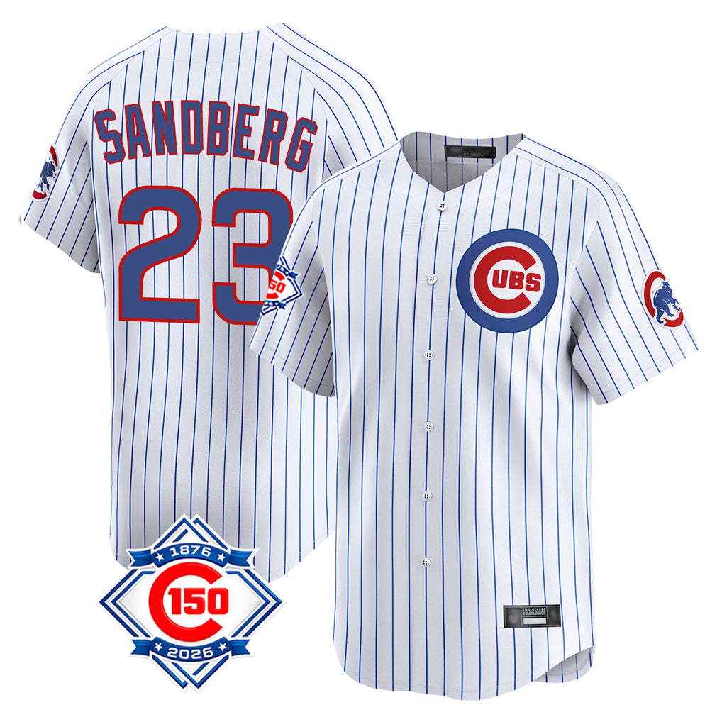 tocy C.Cubs #23 Ryne Sandberg Player White 150th Anniversary Limited Home Game Stitched Jerseys
