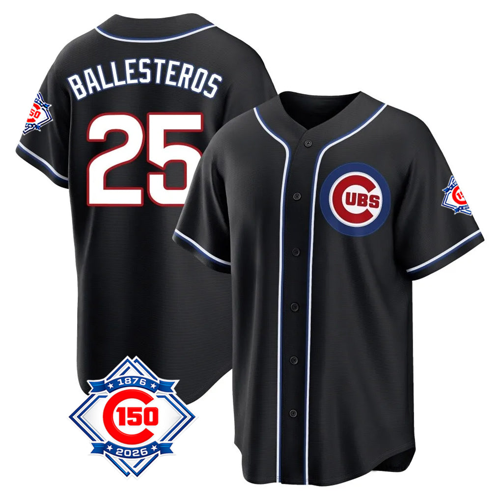 tocy C.Cubs #25 Mois¡§|s Ballesteros Player Black Fashion Out 150th Anniversary Game Stitched Jerseys