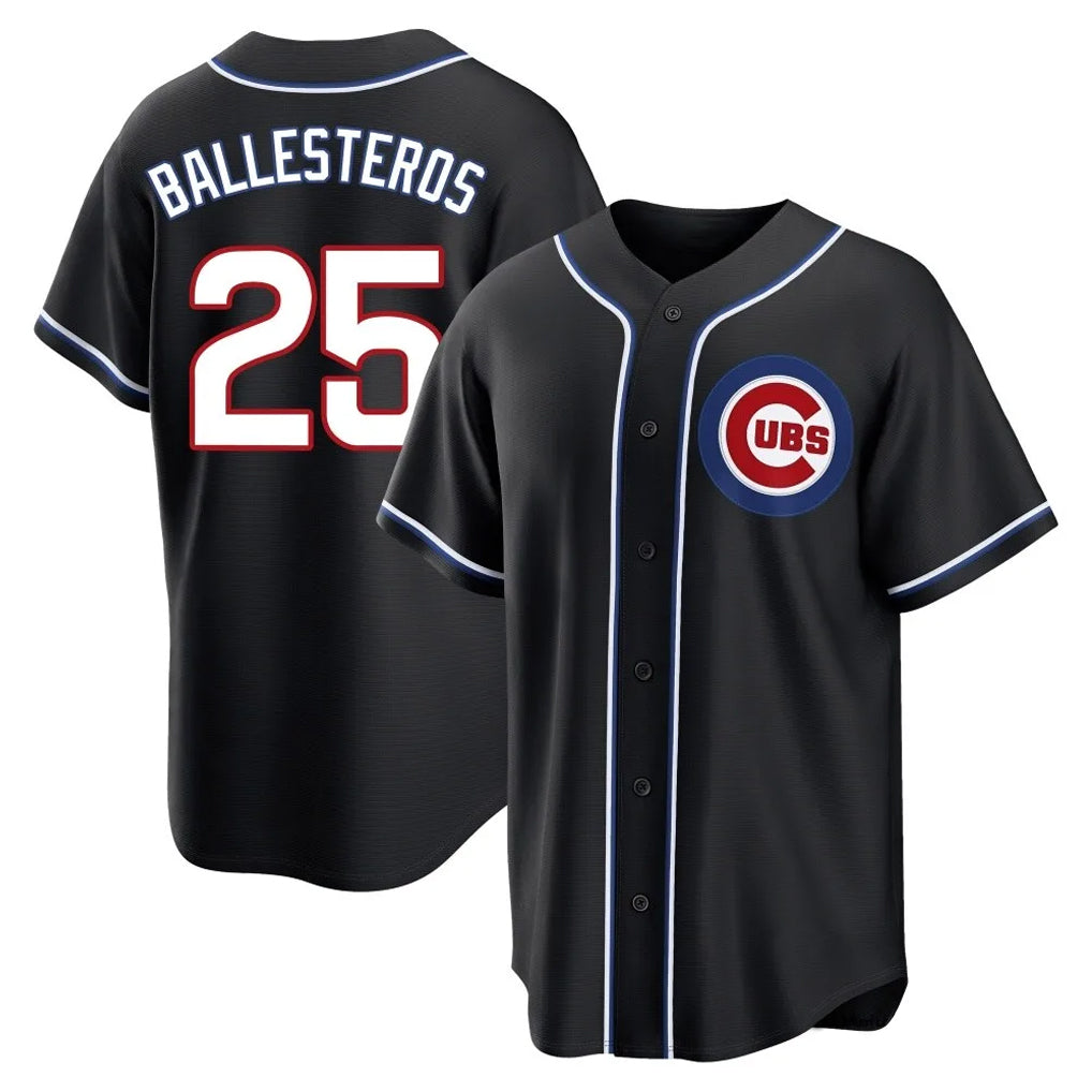 tocy C.Cubs #25 Mois¡§|s Ballesteros Player Black Fashion Out Game Stitched Jerseys