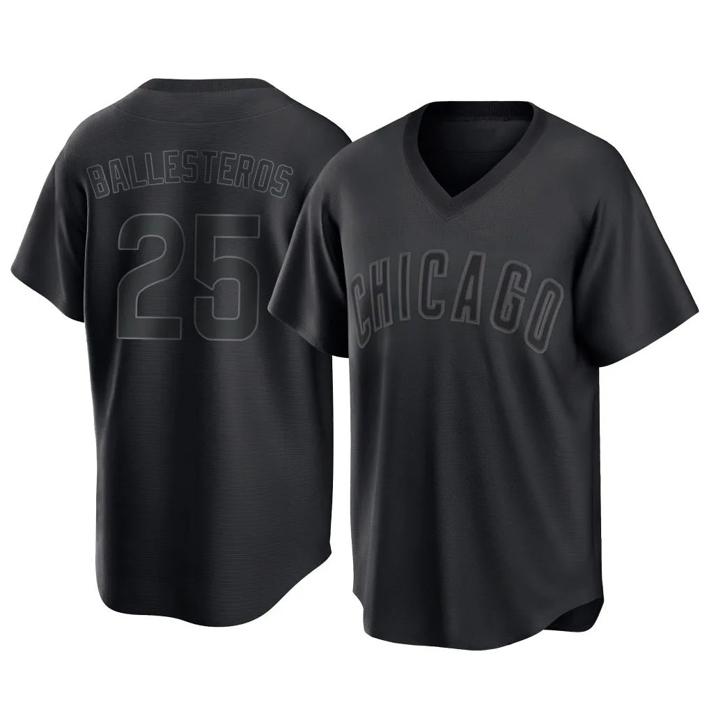 tocy C.Cubs #25 Mois¡§|s Ballesteros Player Black T-shirt Home Game Stitched Jerseys