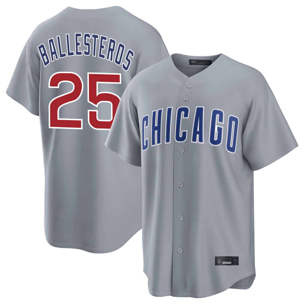 tocy C.Cubs #25 Mois¡§|s Ballesteros Player Gray Home Game Stitched Jerseys