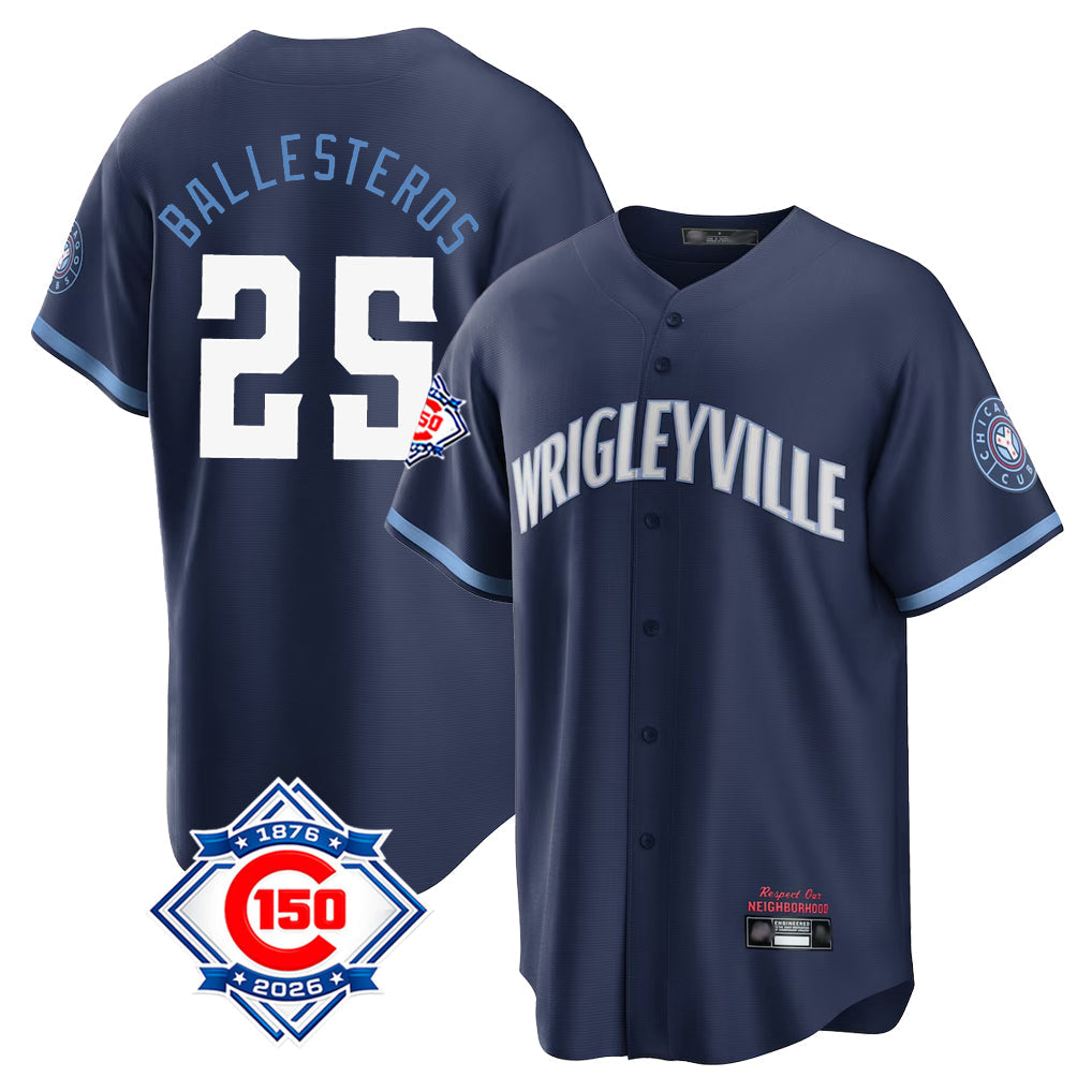 tocy C.Cubs #25 Mois¡§|s Ballesteros Player Navy 150th Anniversary City Connect Home Game Stitched Jerseys