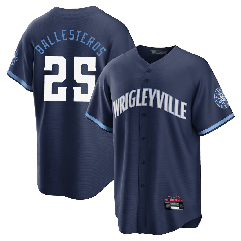 tocy C.Cubs #25 Mois¡§|s Ballesteros Player Navy City Connect Home Game Stitched Jerseys