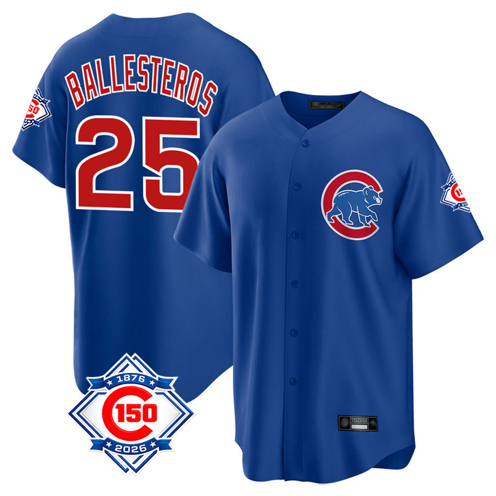tocy C.Cubs #25 Mois¡§|s Ballesteros Player Royal 150th Anniversary Home Game Stitched Jerseys