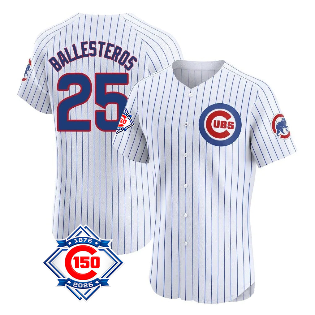 tocy C.Cubs #25 Mois¡§|s Ballesteros Player White 150th Anniversary Limited Elite Home Game Stitched Jerseys