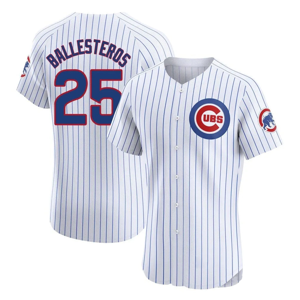 tocy C.Cubs #25 Mois¡§|s Ballesteros Player White Limited Elite Home Game Stitched Jerseys